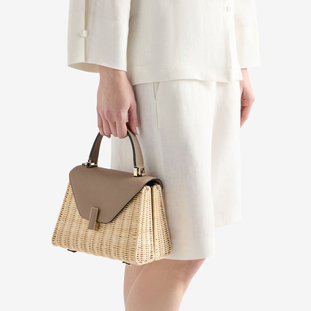 Brown Woven Structured Top Handle Bag - Image 4