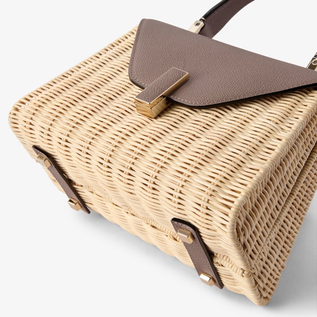 Brown Woven Structured Top Handle Bag - Image 5