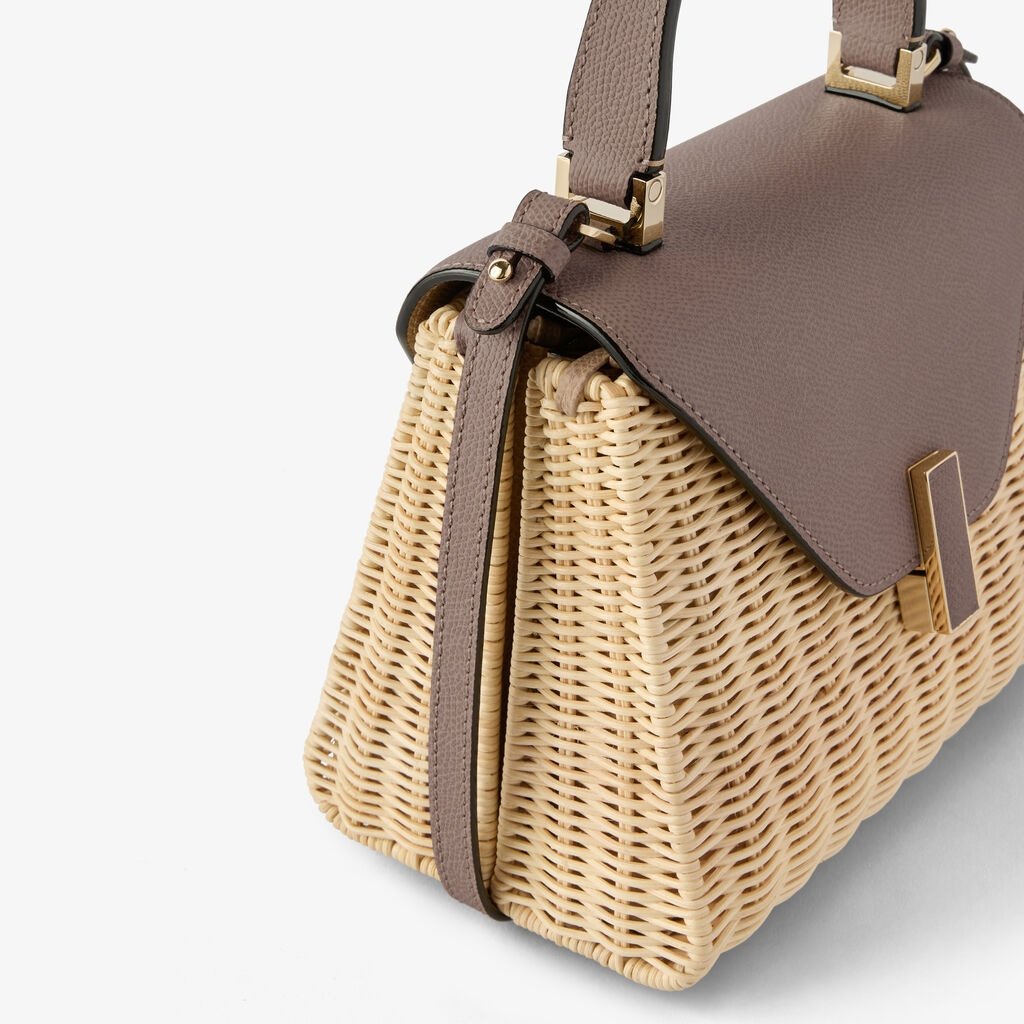 Brown Woven Structured Top Handle Bag - Image 2