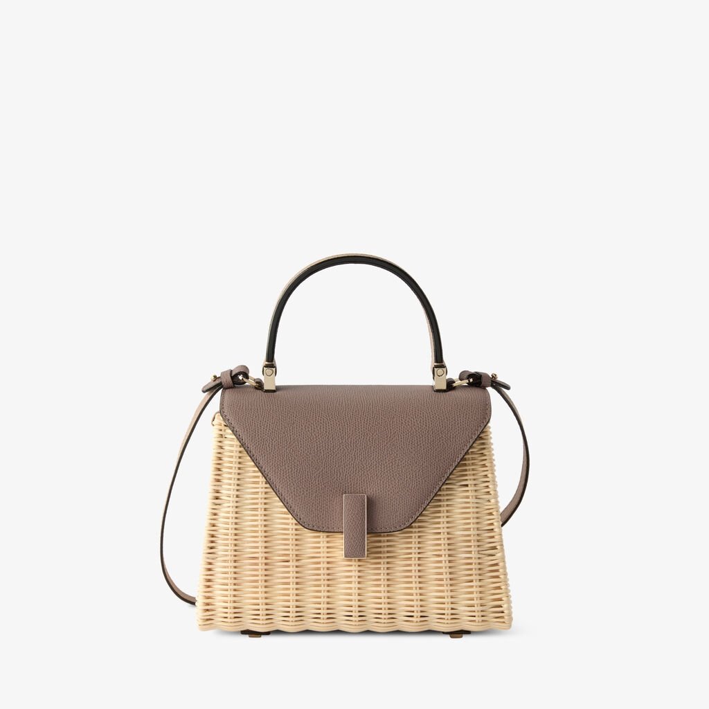 Brown Woven Structured Top Handle Bag
